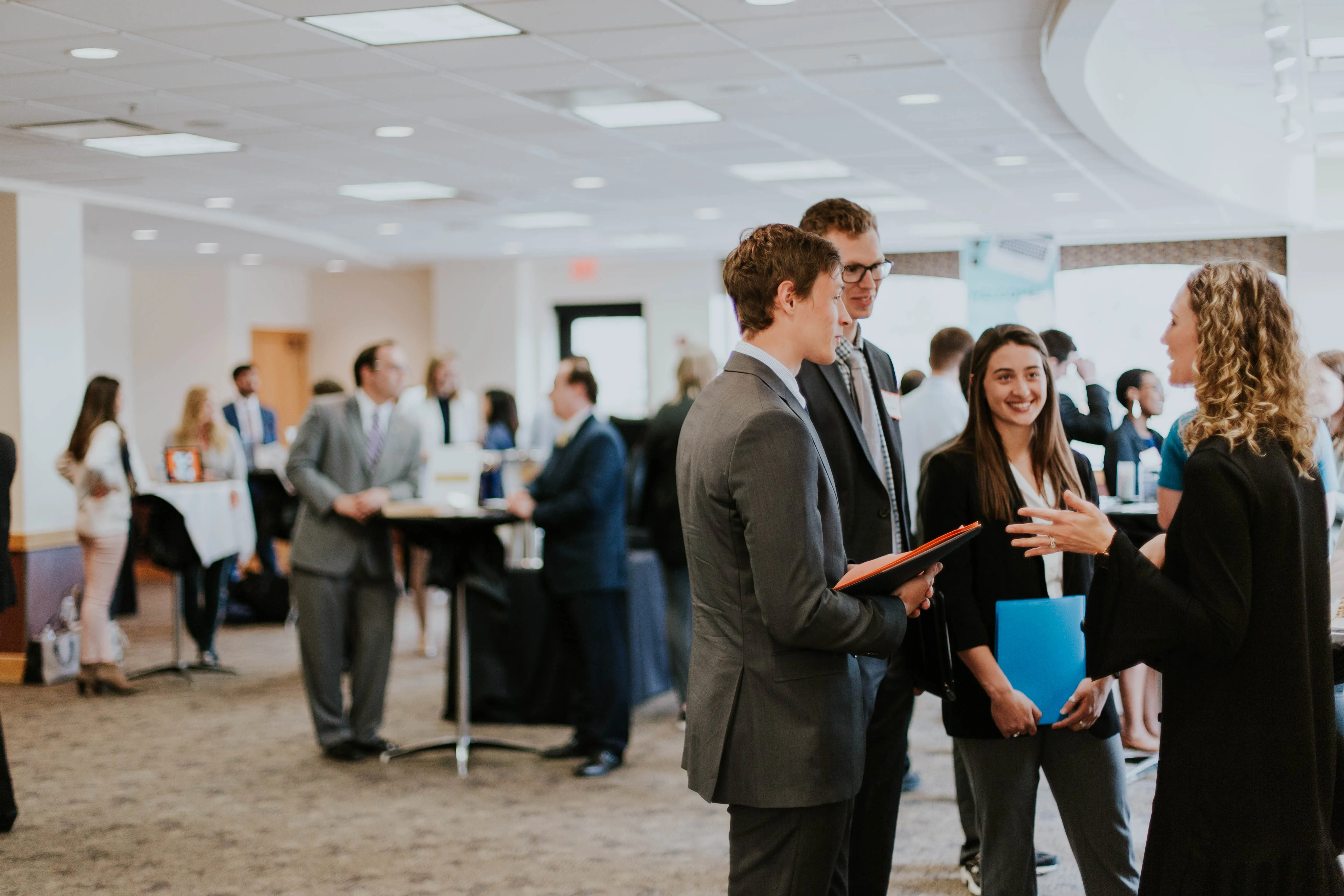 Students networking at a job fair