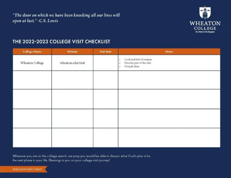 College Visit Checklist image