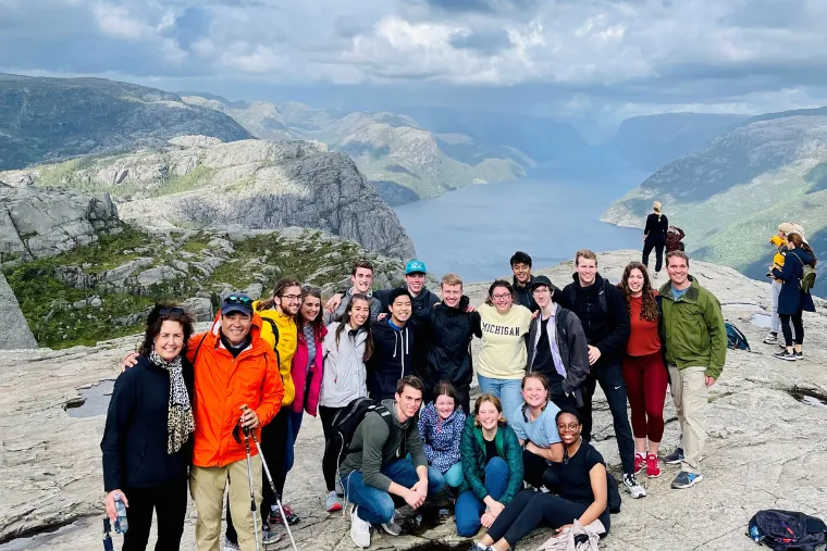 FPE Abroad group on top of a fjord in Norway