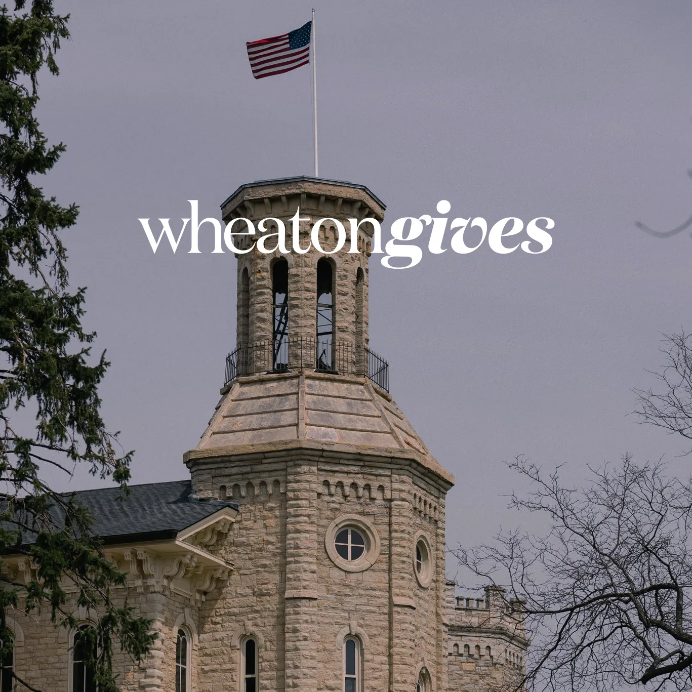 WheatonGives Logo Over Blanchard Tower
