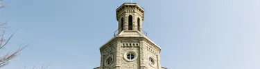 Blanchard Hall Tower in Spring with Blue Skies