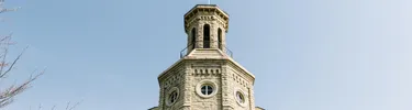 Blanchard Hall Tower in Spring with Blue Skies