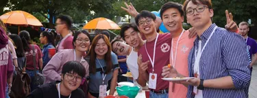 Group of Wheaton College Asian Students at a Picnic