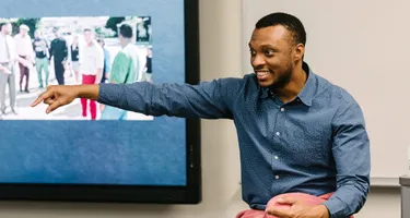 Wheatie presenting in a class