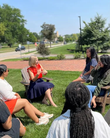 Dr. Dietlin teaching outside
