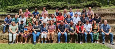 group of Wheaton faculty and staff with members and participants of Memoria Indigena workshops