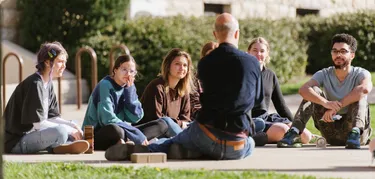 Students enjoying class outside