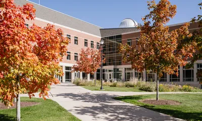 Wheaton College Meyer Science Center Exterior in Sun in Autumn