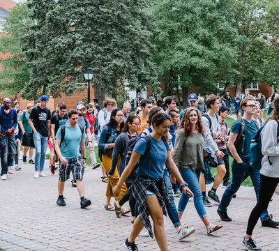 Students Walking After Chapel