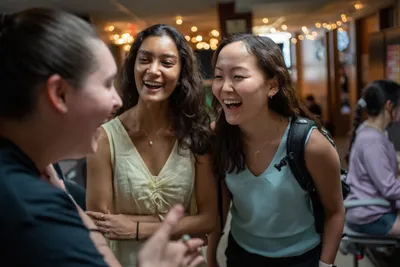 Student laughing in Todd M. Beamer Student Center