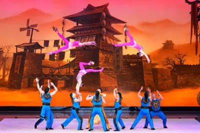 Chinese dancers dancing on stage