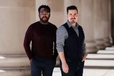 Two men standing
