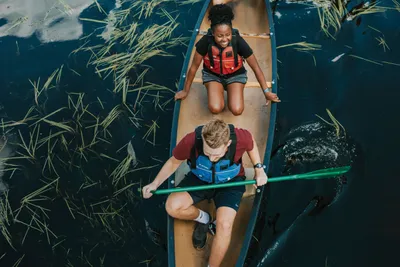 Two Wheaton Students in a Canoe at HoneyRock