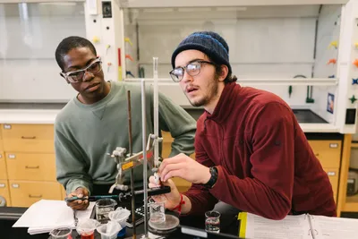 Two Wheaton College Students in Chemistry Lab