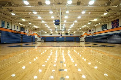 An empty basketball court