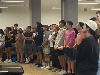 Students worshipping at Urban Passage.