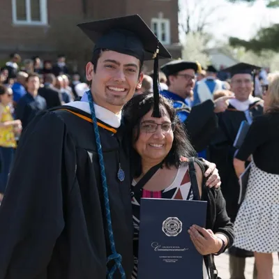 Wheaton College Graduate School Graduate Student at Commencement with His Mom