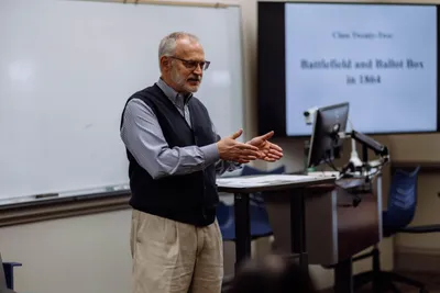 Wheaton College IL History professor Tracy McKenzie teaching
