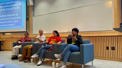 4 speakers on a panel for HNGR symposium fall 2023