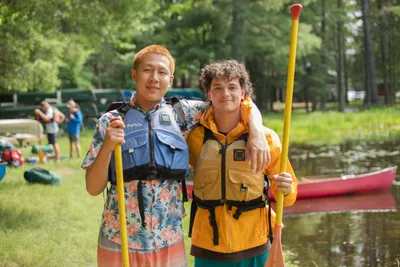 high school boys by the lake
