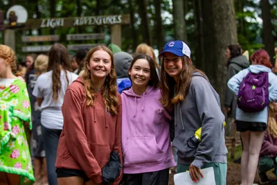 three girls at in the woods