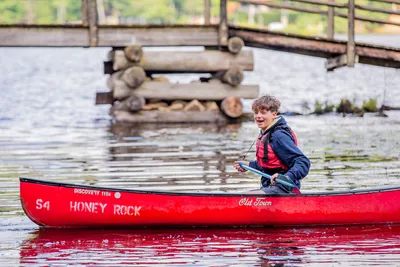 A boy kayaking