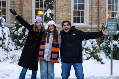 Wheaton Students in Winter Snow