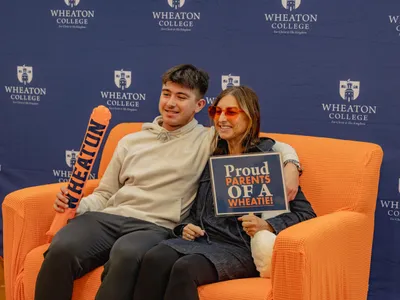 Wheaton Student and Parent at Family Weekend 2024