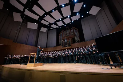 Choral concert rehearsal in Armending Hall