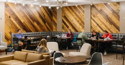 Students studying in Lower Beamer Student Center.