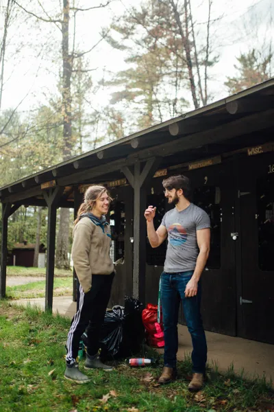 Two students talking at HoneyRock