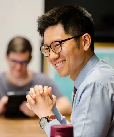 Student smiling in class