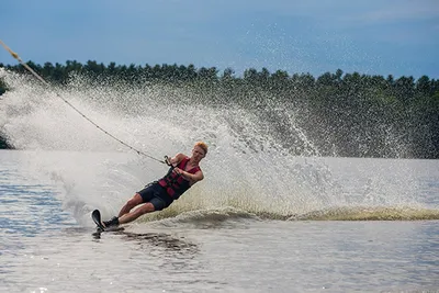 A man water skiing