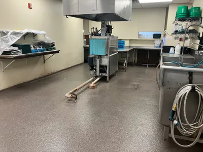 Fully epoxied flooring in an industrial kitchen