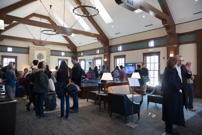 Welcoming families to Spring 2018 Connection at the Welcome Center Wheaton College 