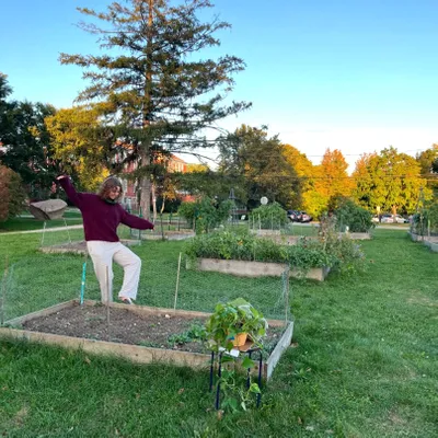 Student in Community Garden at Wheaton College