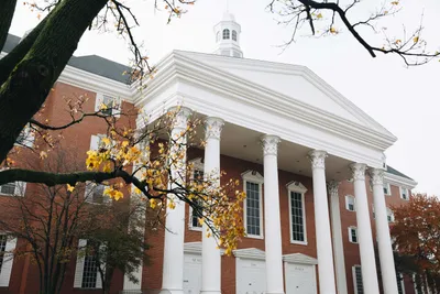 Billy Graham Hall in Autumn on Wheaton College Campus