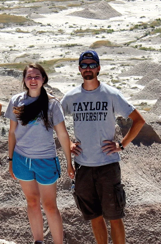 Student Wearing Taylor University T-shirt