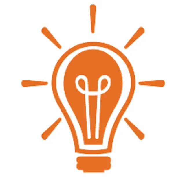 An orange icon of a lightbulb