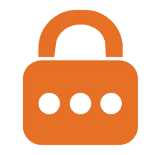 An orange icon on a lock with three dots inside