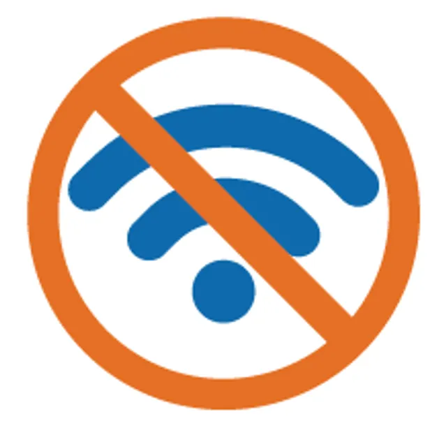 A wifi symbol crossed out
