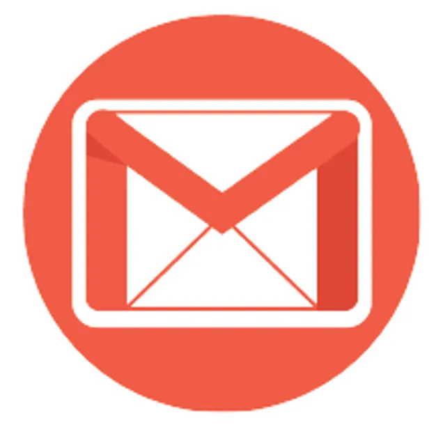 A red circle with the gmail logo