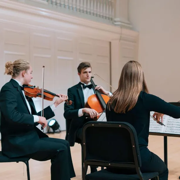 A group of student playing string instrument
