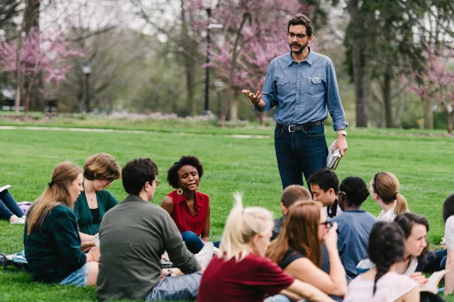 George Kalantzis Teaching Students on Blanchard Lawn