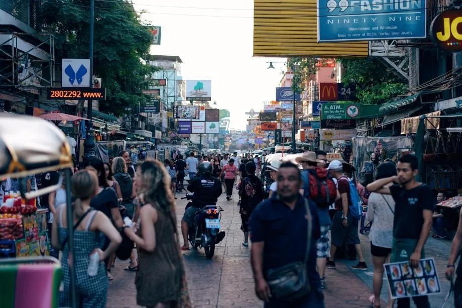 City Street Scene with crowds