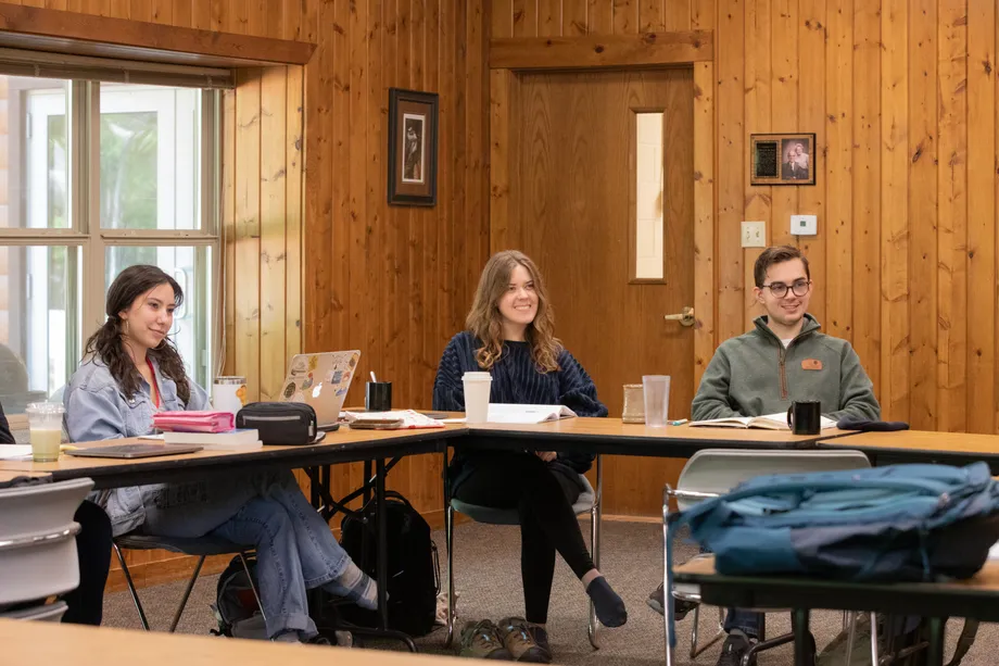 students sitting in class at honeyrock