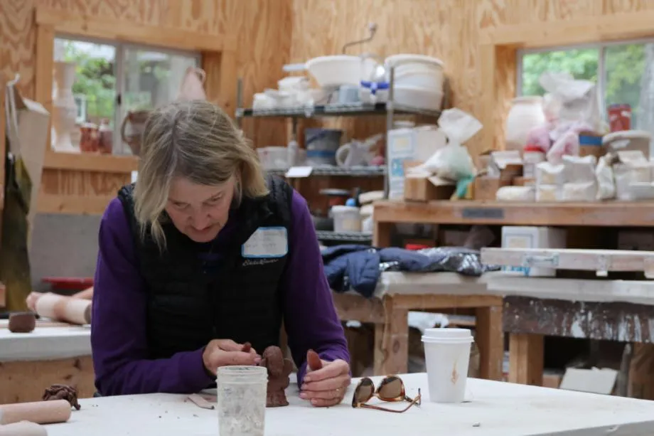 A lady doing craft