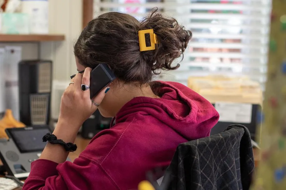 A lady talking on the phone
