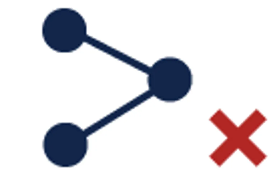 A network symbol with a red x next to it