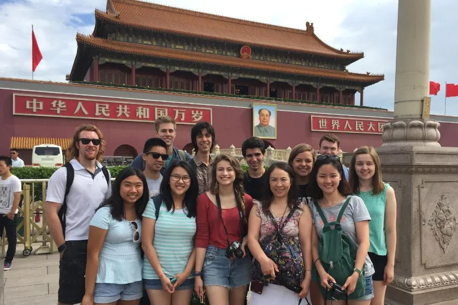 Tiananmen Square with Wheaton in China students